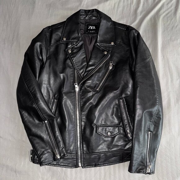 ZARA - Faux Leather Biker Jacket - Picture 1 of 8